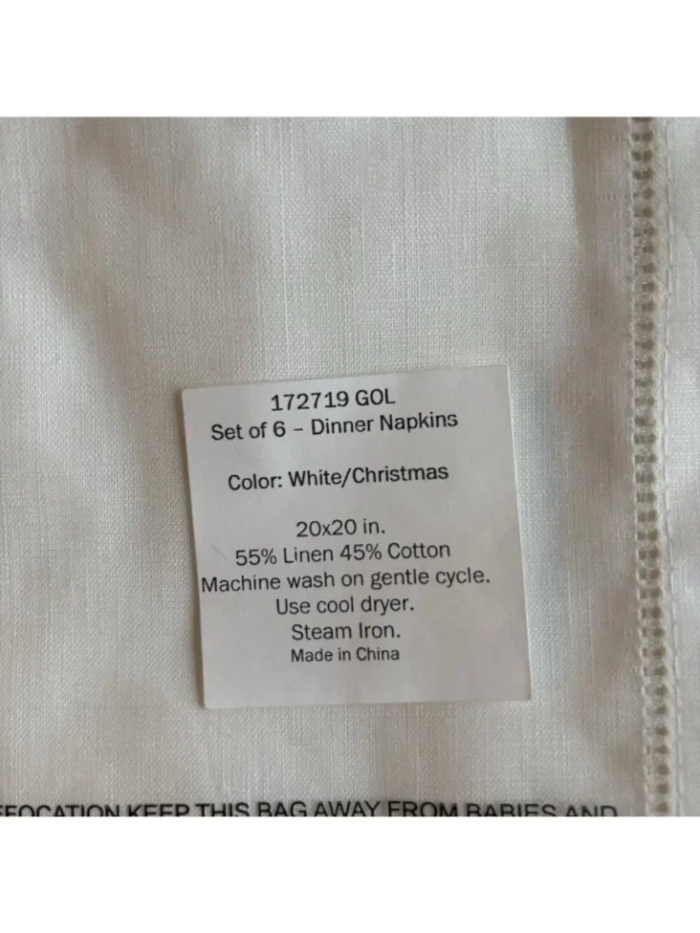 FRONTGATE Dinner Napkins‎ Cotton Linen Reindeer Set Of 6 Classic Holiday NWT